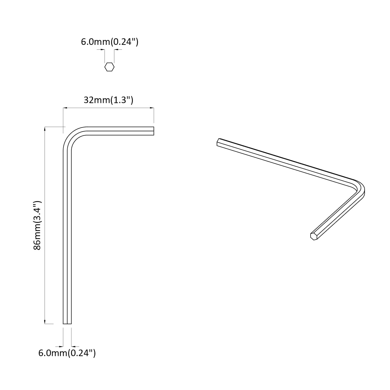 Kuusioavain 1800 Pcs Hopea 32 X 86 Mm Teräs