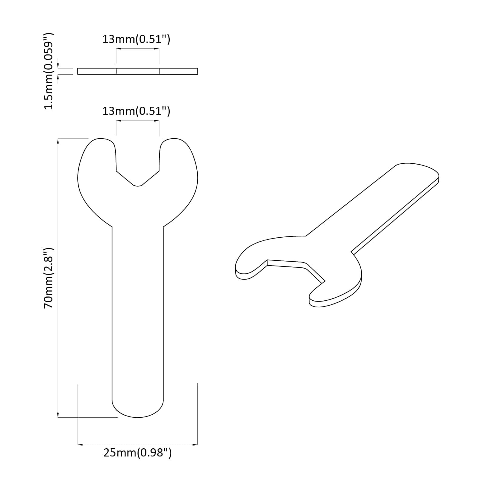Kiintoavain 2 Pcs Hopea 13 Mm Rauta