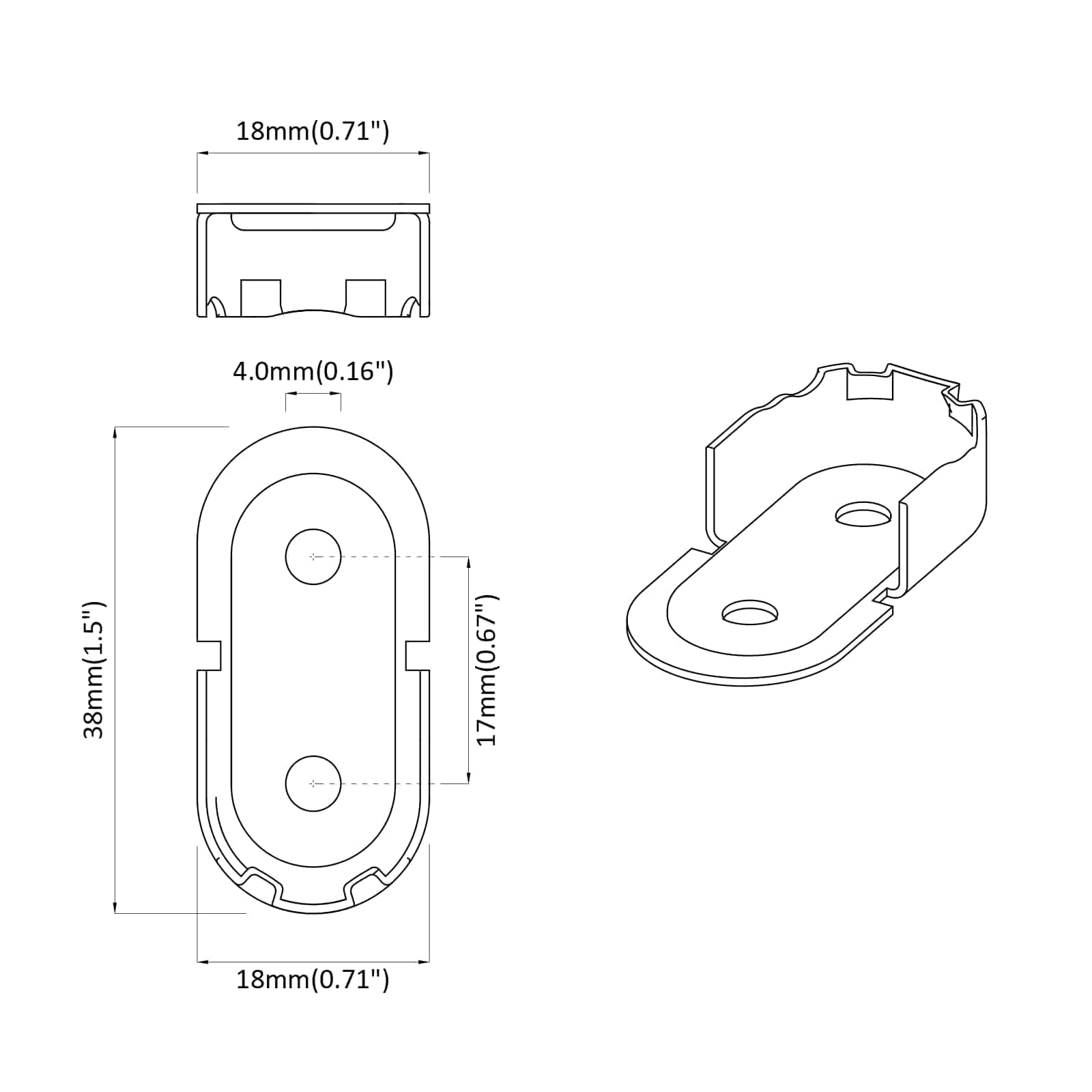 Kaapinohjaustanko 2 Pcs Valkoinen Sinkki 40 X 18 X 10 Mm Rauta