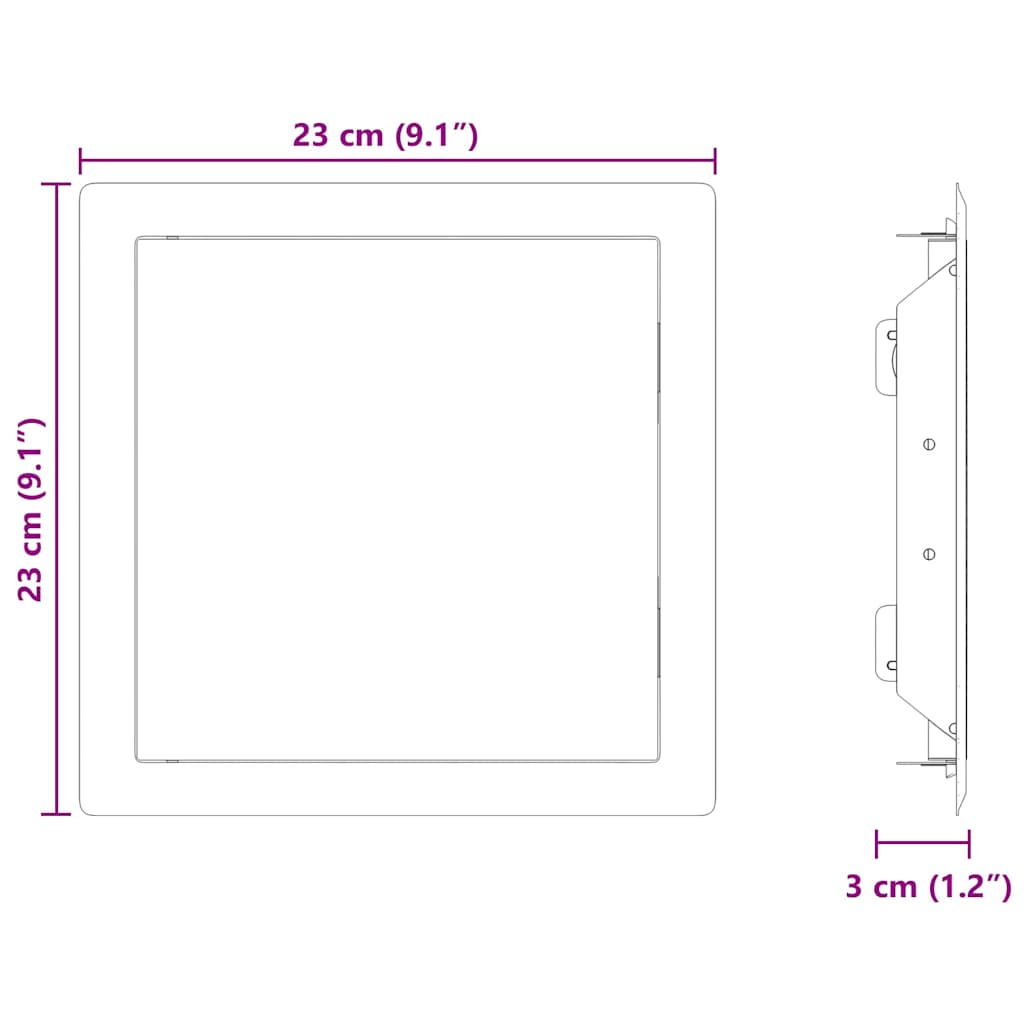 Access Panel 2 Pcs Valkoinen 23 X 23 X 3 Cm Teräs