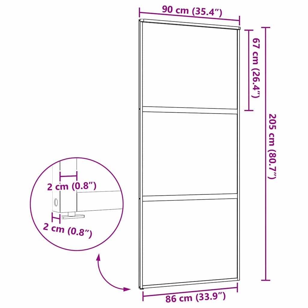 Lasiovi Viivakuvio Musta 90 X 2 X 205 Cm Alumiini