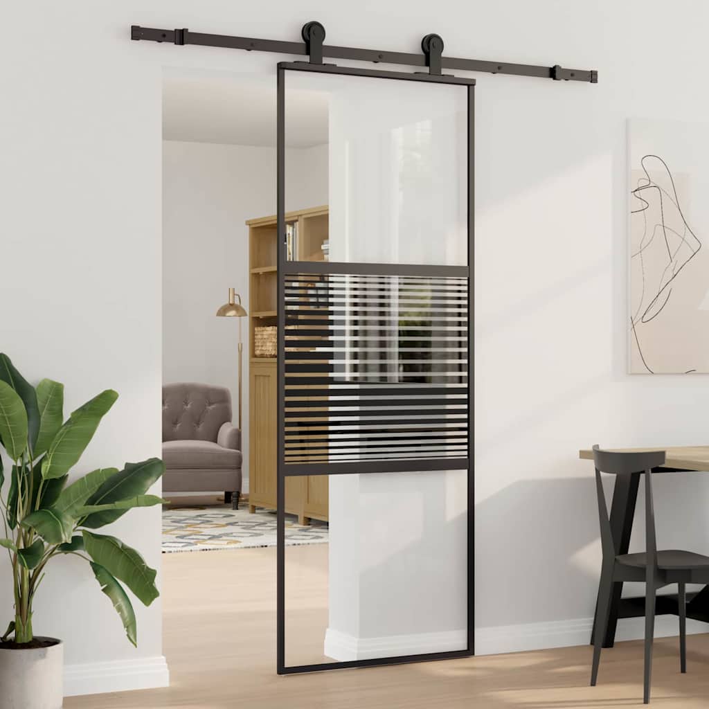 Lasiovi Raidallinen Musta 76 X 2 X 205 Cm Alumiini
