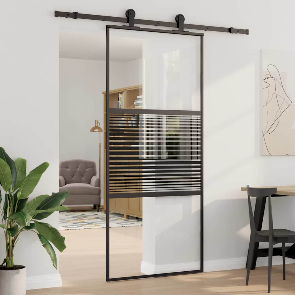 Lasiovi Raidallinen Musta 90 X 2 X 205 Cm Alumiini