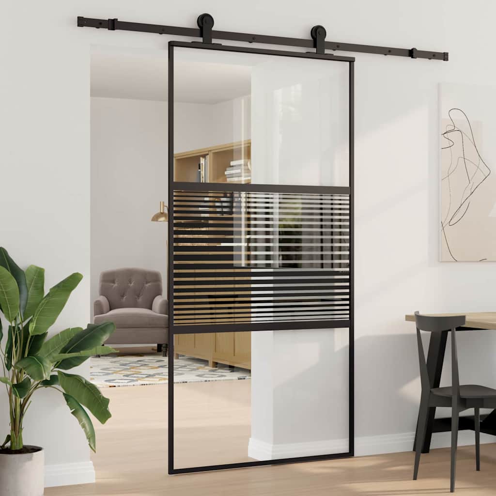 Lasiovi Raidallinen Musta 102,5 X 2 X 205 Cm Alumiini