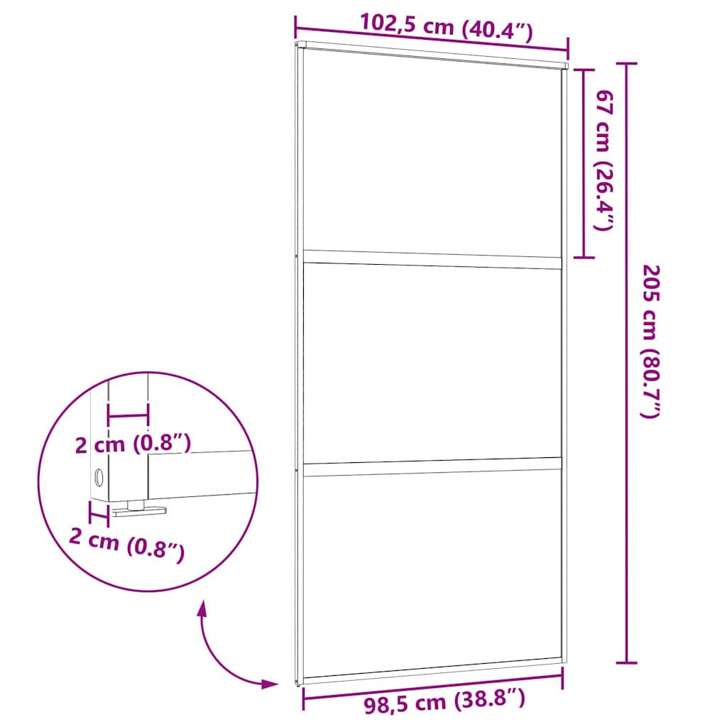 Lasiovi Raidallinen Musta 102,5 X 2 X 205 Cm Alumiini