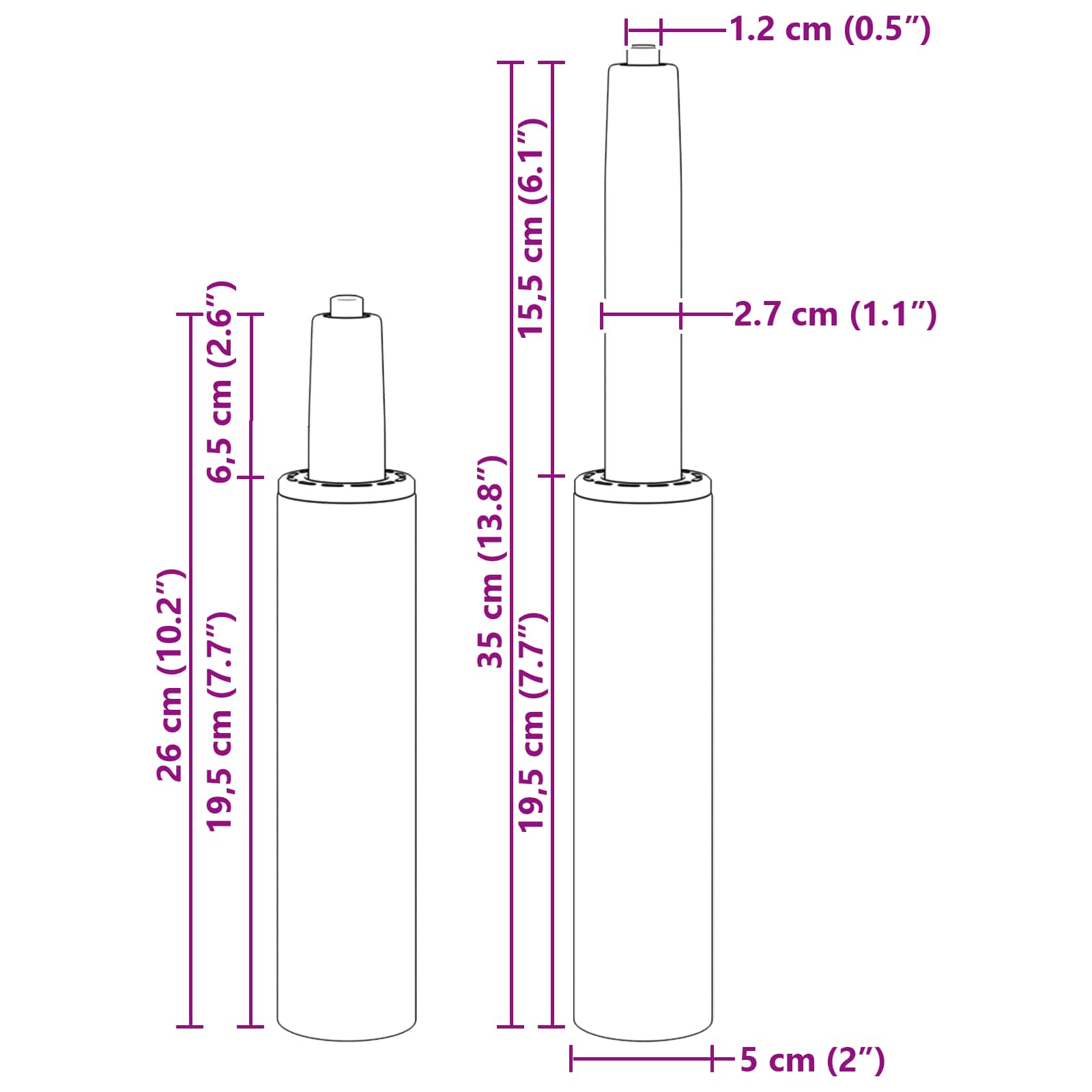 Toimistotuolin Kaasusylinteri Kromi 261-351 Mm Rauta