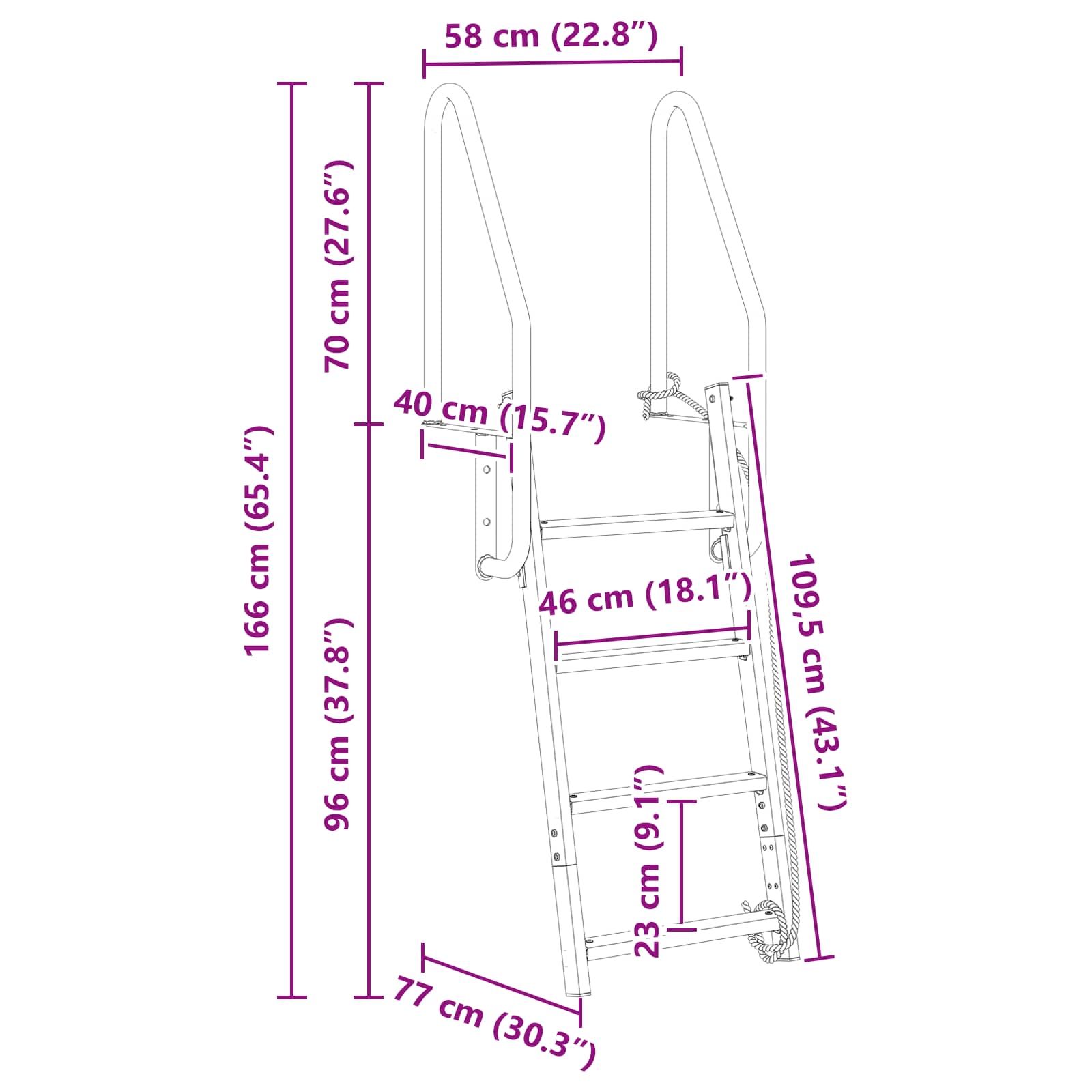4-Portainen Laituriportaikko Hopea 58 X 77 X 166 Cm Alumiini