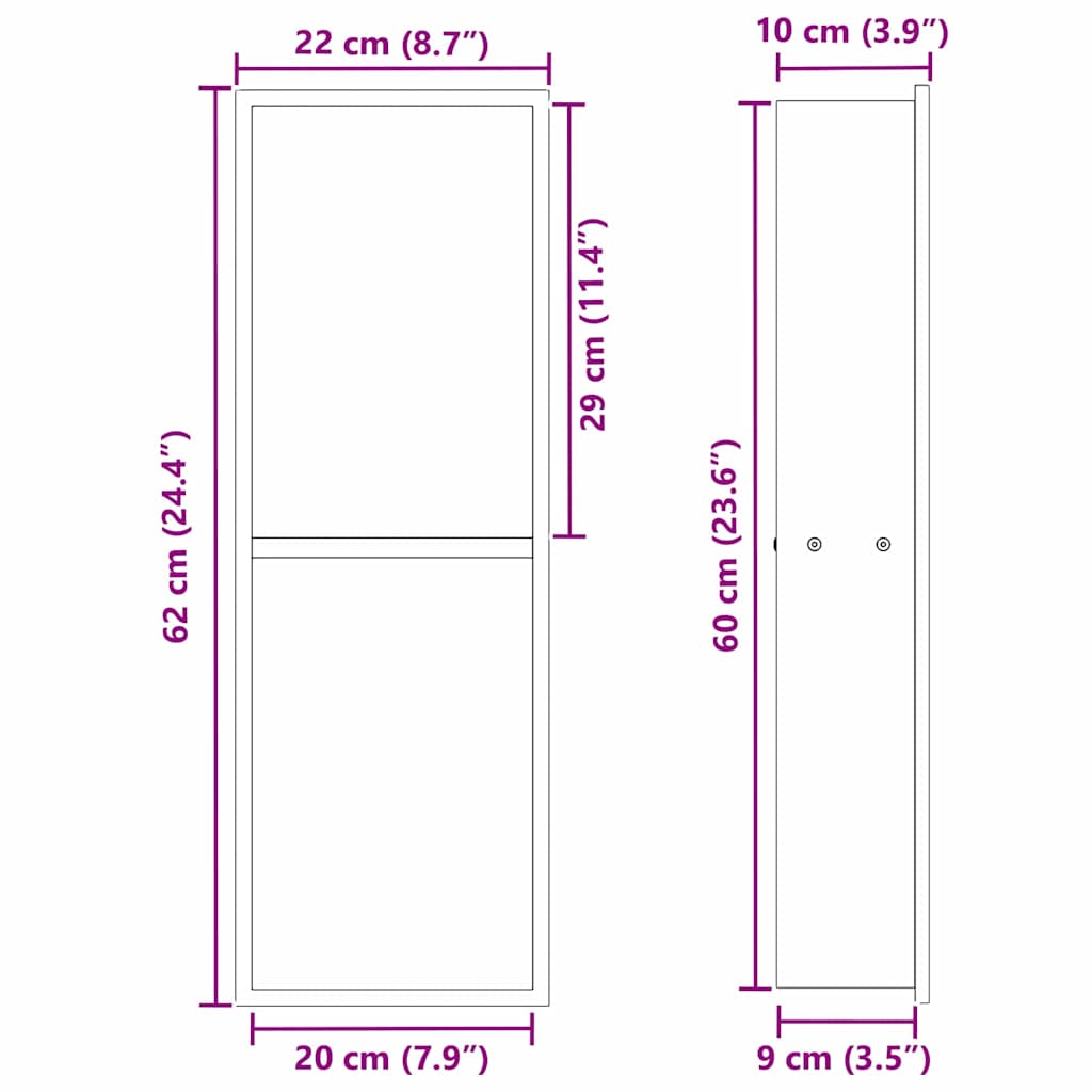 Suihkukuoppa Musta 60 X 20 X 9,5 Cm Ruostumaton Teräs