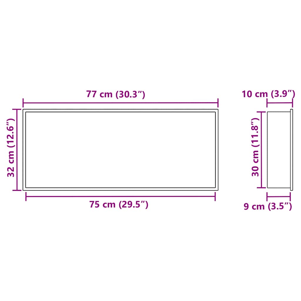 Suihkukuoppa Hopea 75 X 30 X 9,5 Cm Ruostumaton Teräs