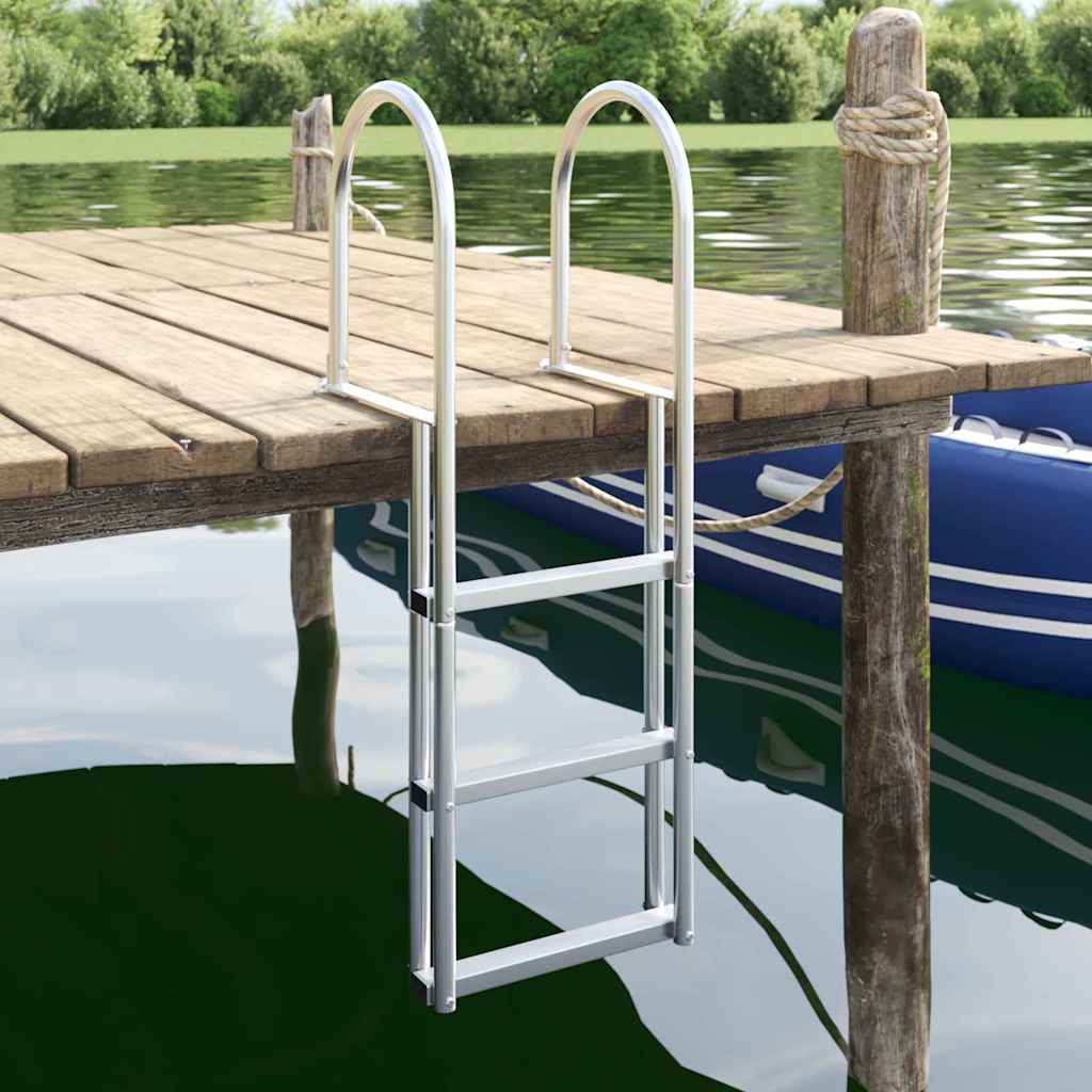3-Askeleen Laiturlaskuri Hopea 45 X 11,5 X 134 Cm Alumiini