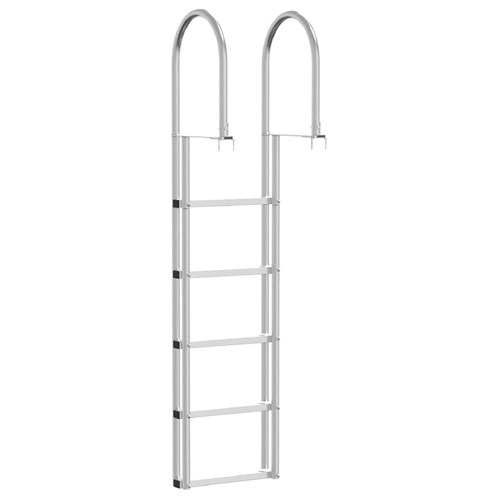 5-Portainen Laituriportaikko Hopea 45 ×11,5 ×190 Cm Alumiini