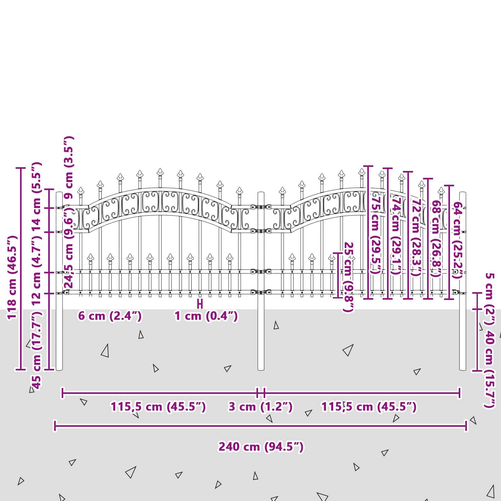 Puutarha-Aita Kampen 240 X 118 Cm Mesh Jauhemaalattu Teräs