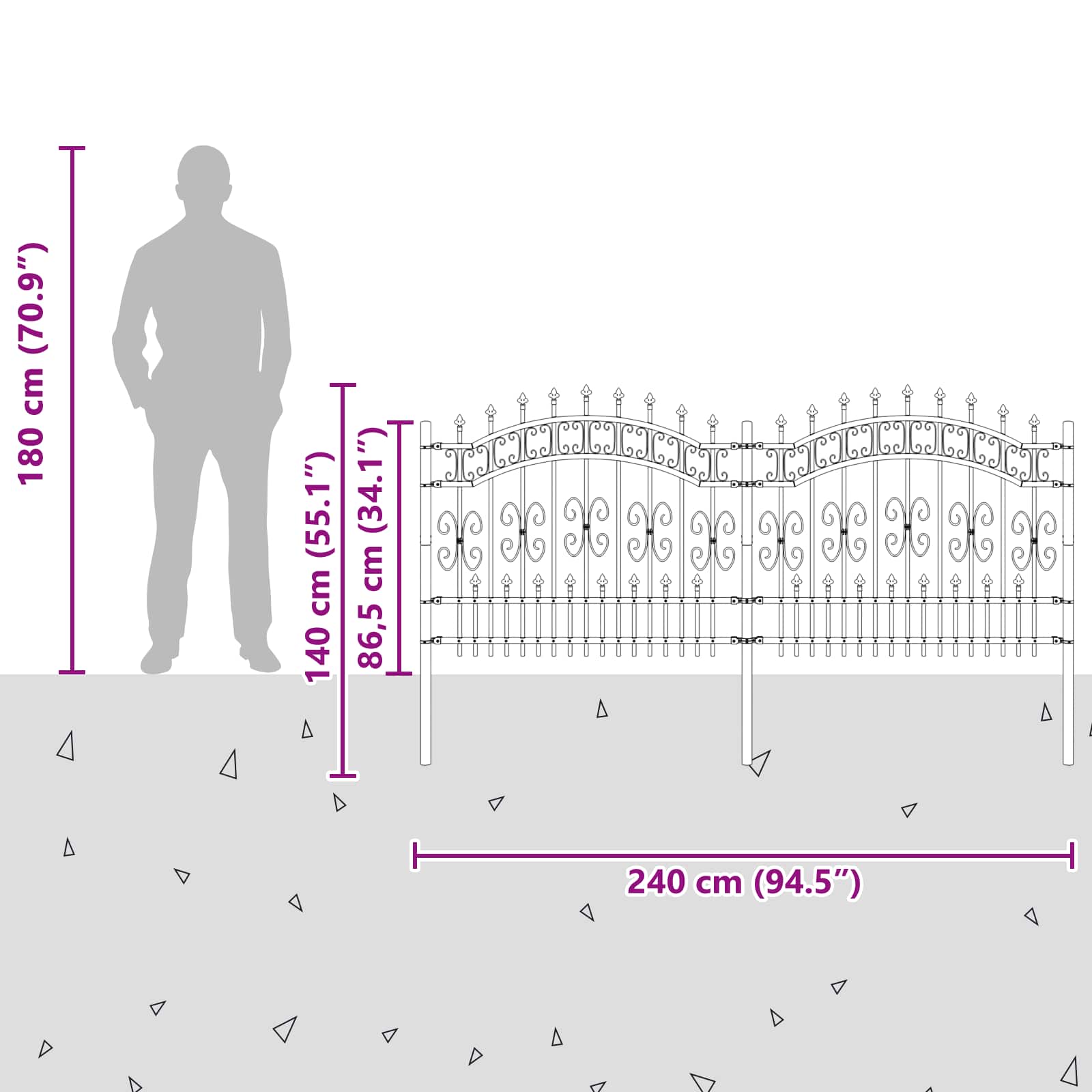 Puutarha-Aita Kampen 240 X 140 Cm Mesh Jauhemaalattu Teräs