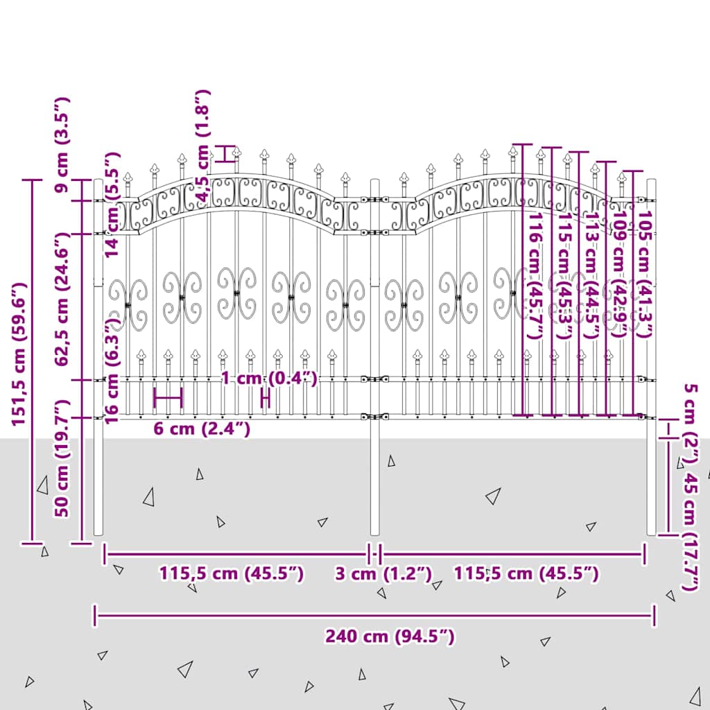 Puutarha-Aita Kampen 240 X 166 Cm Mesh Jauhemaalattu Teräs