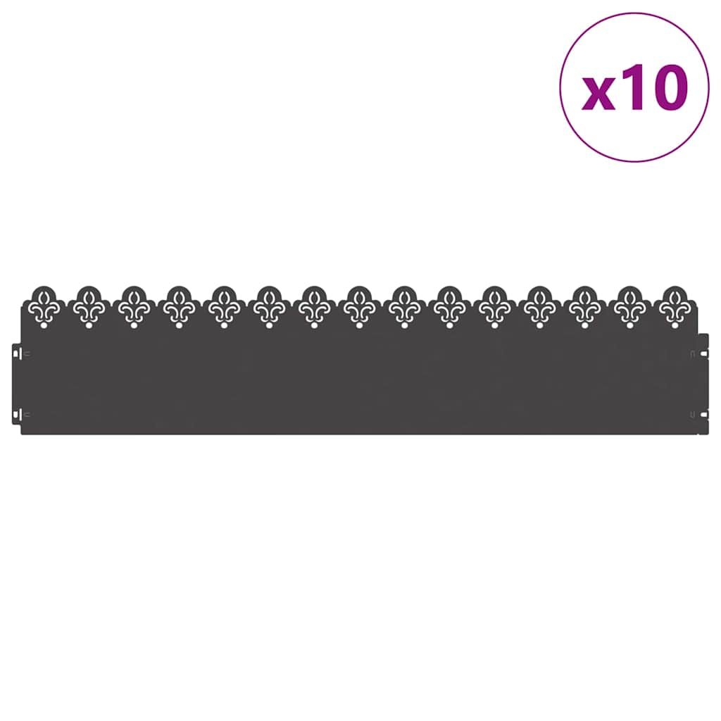Nurmikonreunukset 10 Pcs 103 X 0,05 X 22 Cm Teräs Musta