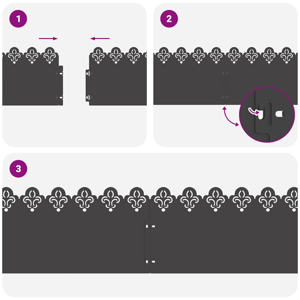 Nurmikonreunukset 30 Pcs 103 X 0,05 X 22 Cm Teräs Musta