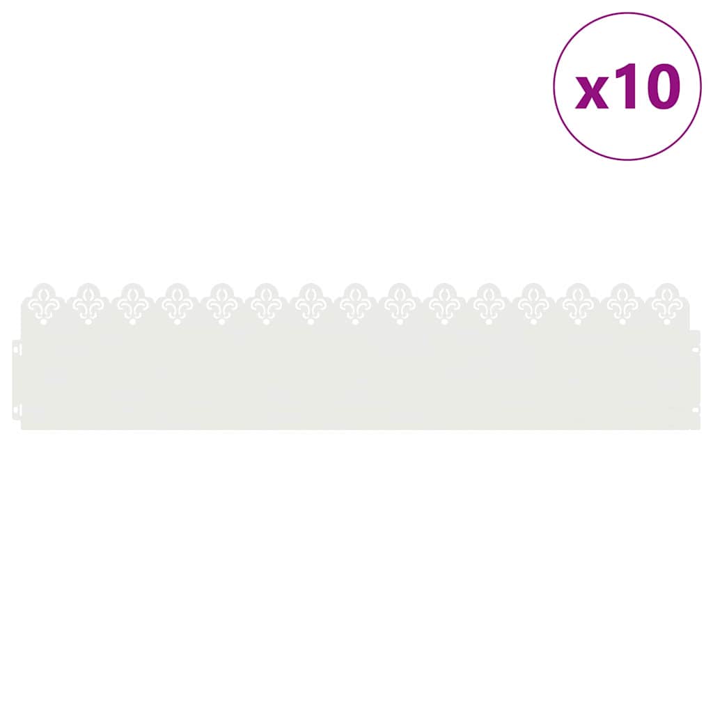 Nurmikonreunukset 10 Pcs 103 X 0,05 X 22 Cm Teräs Valkoinen