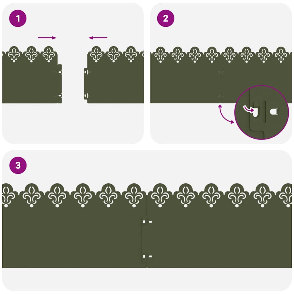 Nurmikonreunukset 20 Pcs 103 X 0,05 X 22 Cm Teräs Oliivivihreä