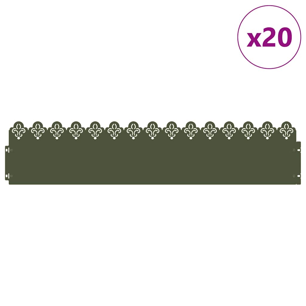 Nurmikonreunukset 20 Pcs 103 X 0,05 X 22 Cm Teräs Oliivivihreä