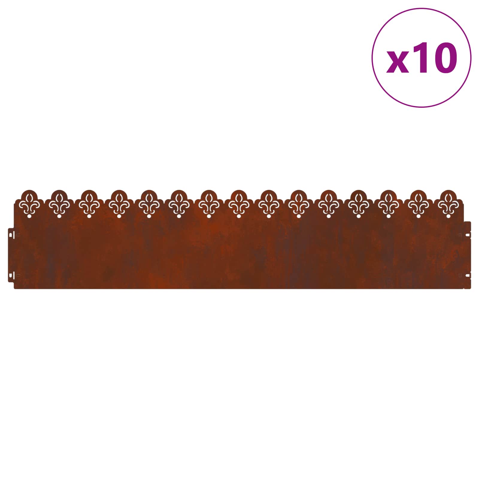 Nurmikonreunukset 10 Pcs 103 X 0,05 X 22 Cm Kulunut Teräs