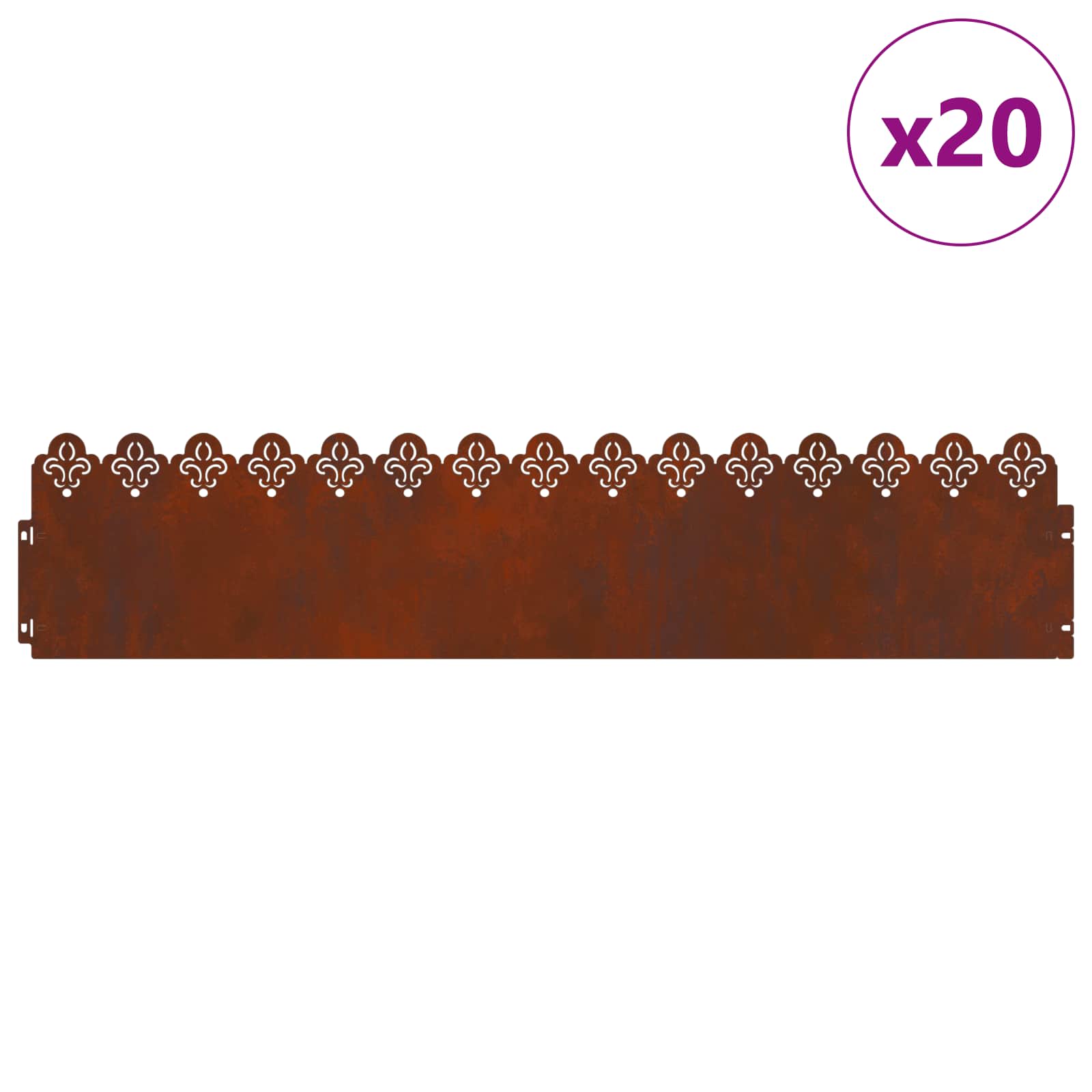 Nurmikonreunukset 20 Pcs 103 X 0,05 X 22 Cm Kulunut Teräs