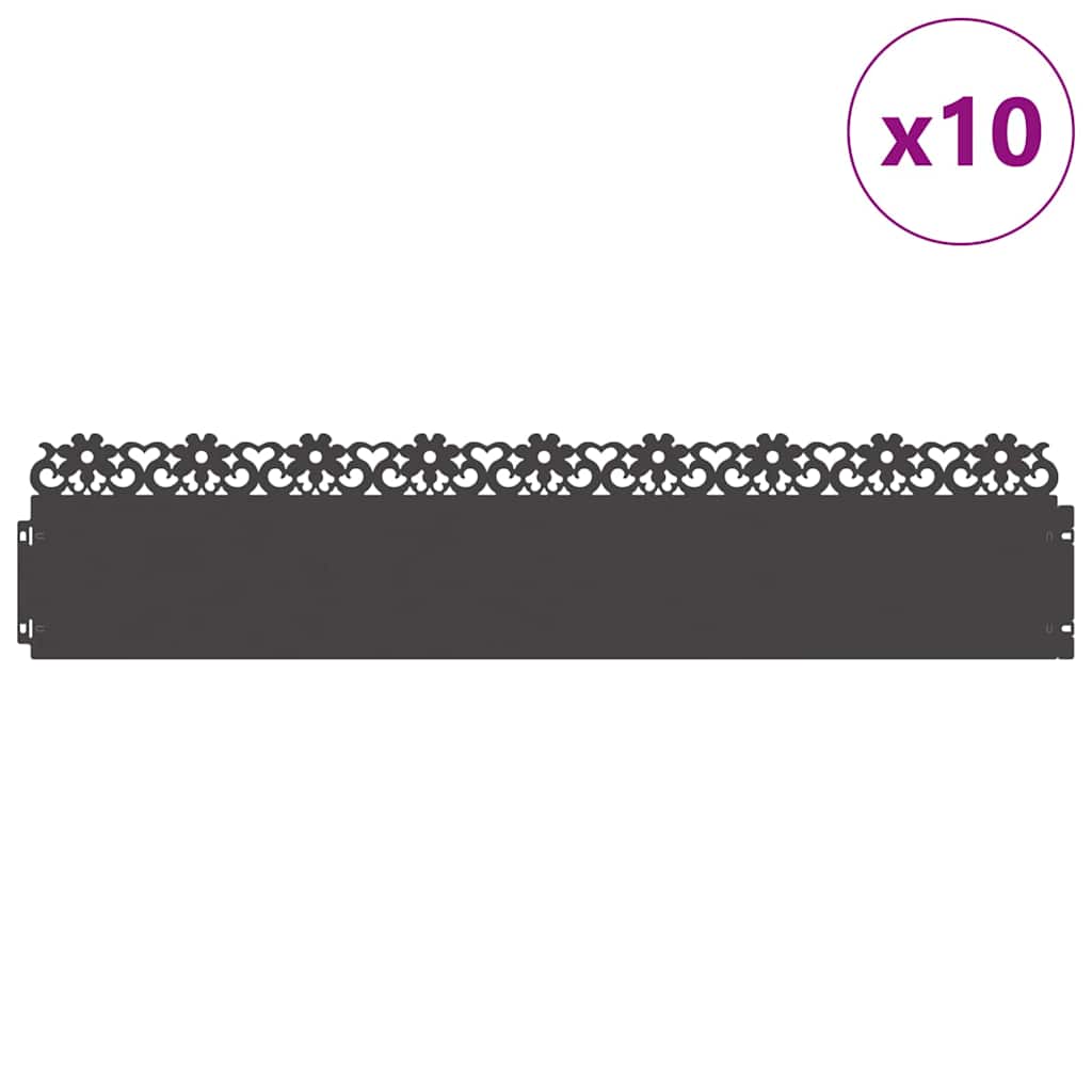 Nurmikonreunukset 10 Pcs 103 X 0,05 X 22 Cm Teräs Musta
