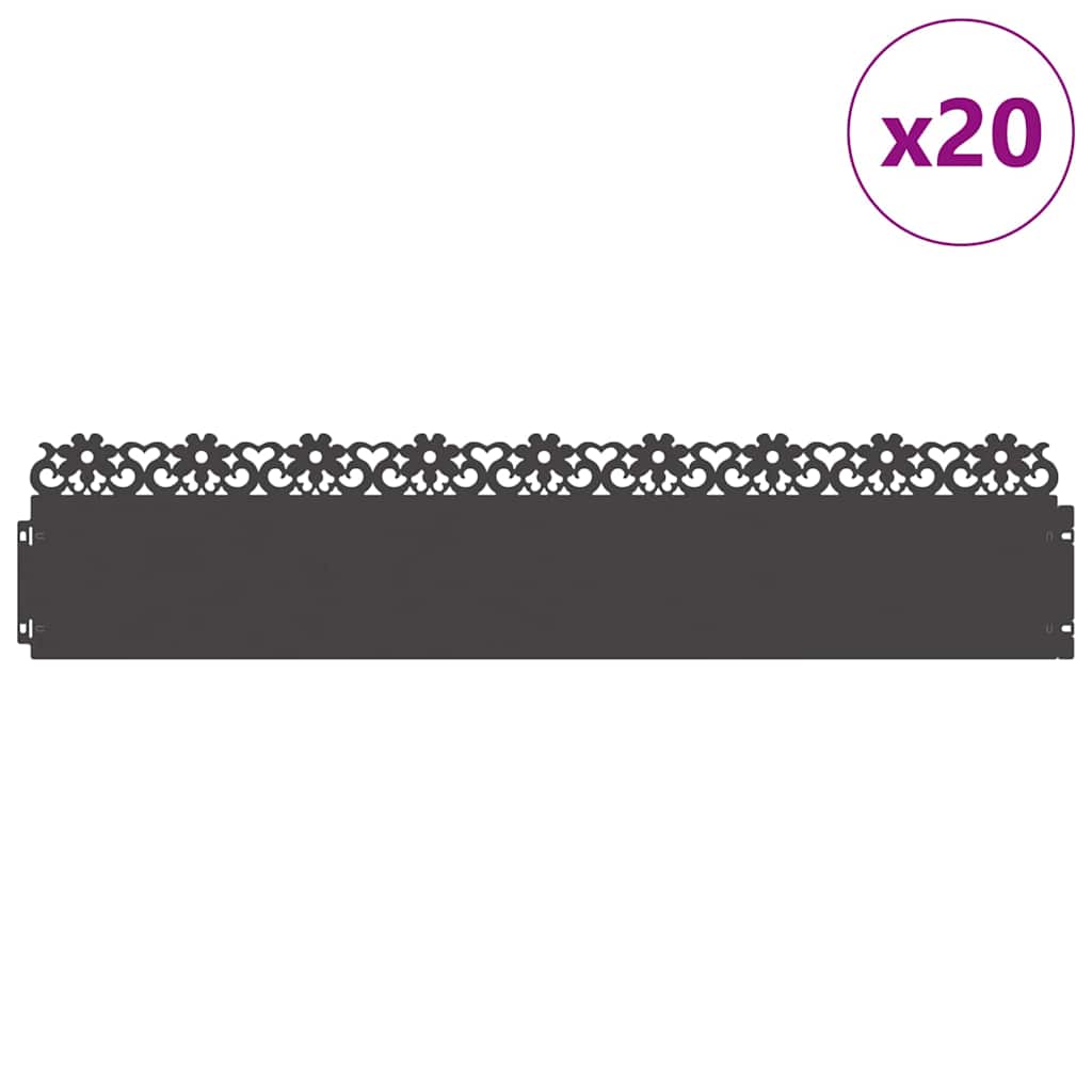 Nurmikonreunukset 20 Pcs 103 X 0,05 X 22 Cm Teräs Musta