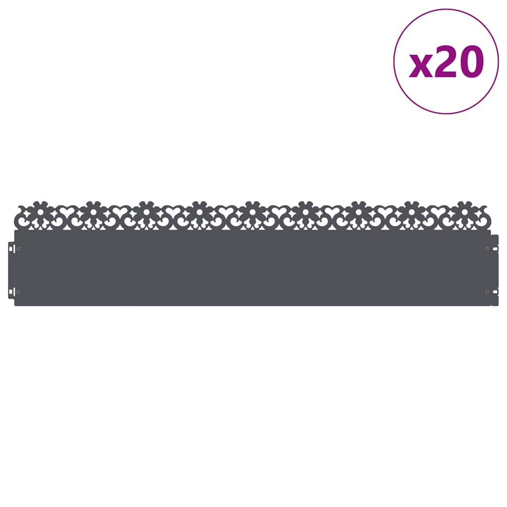 Nurmikonreunukset 20 Pcs 103 X 0,05 X 22 Cm Teräs Antrasiitti