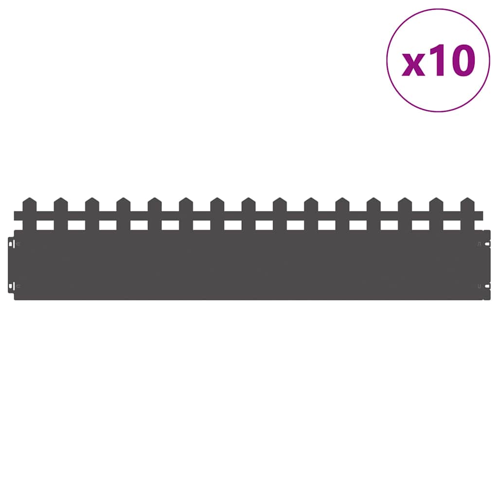 Nurmikonreunukset 10 Pcs 103 X 0,05 X 22 Cm Teräs Musta