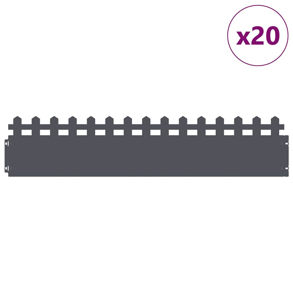 Nurmikonreunukset 20 Pcs 103 X 0,05 X 22 Cm Teräs Antrasiitti