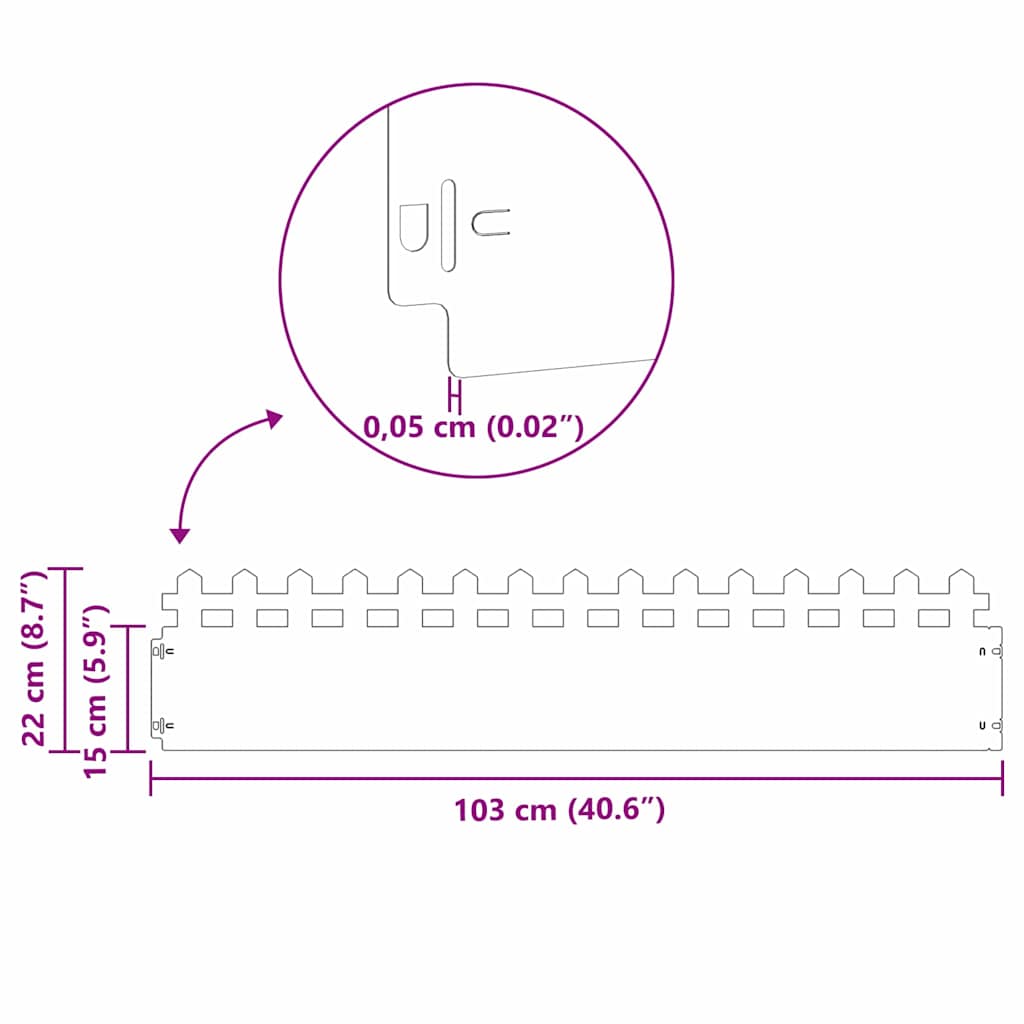 Nurmikonreunukset 30 Pcs 103 X 0,05 X 22 Cm Teräs Antrasiitti
