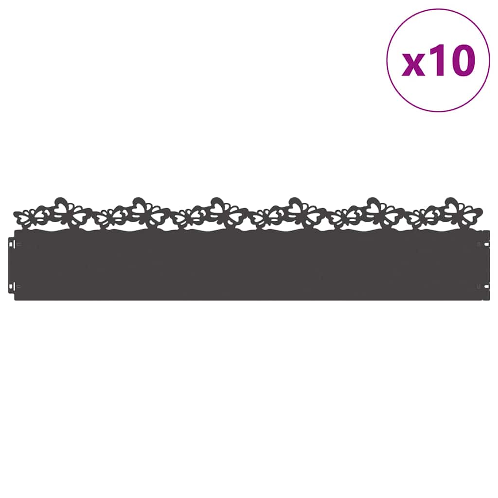 Nurmikonreunukset 10 Pcs 103 X 0,05 X 22 Cm Teräs Musta