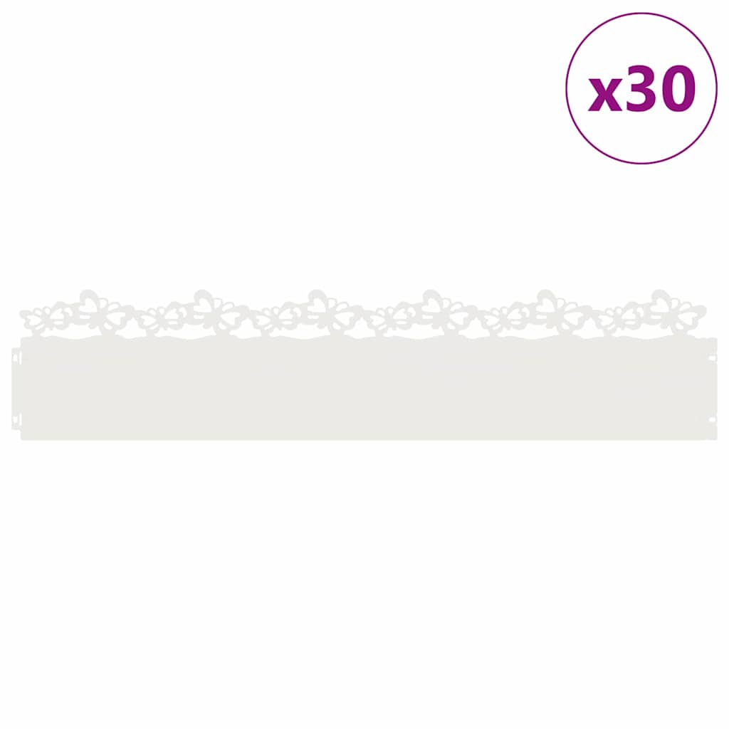 Nurmikonreunukset 30 Pcs 103 X 0,05 X 22 Cm Teräs Valkoinen
