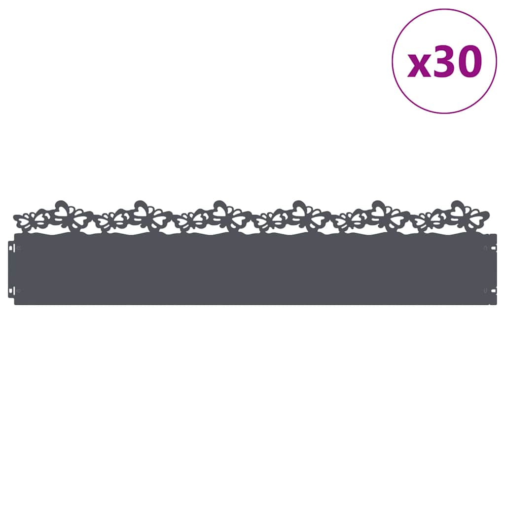 Nurmikonreunukset 30 Pcs 103 X 0,05 X 22 Cm Teräs Antrasiitti