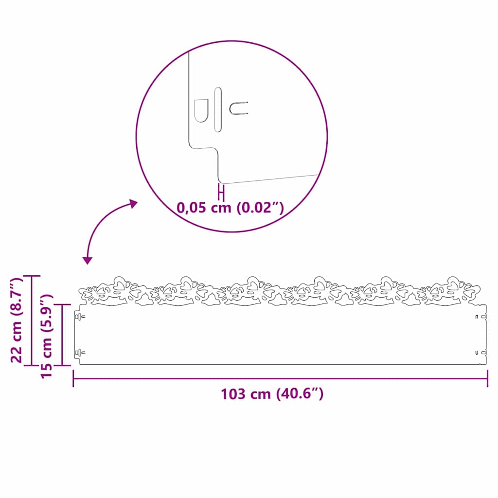 Nurmikonreunukset 10 Pcs 103 X 0,05 X 22 Cm Teräs Oliivivihreä