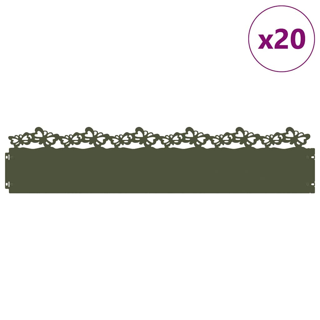 Nurmikonreunukset 20 Pcs 103 X 0,05 X 22 Cm Teräs Oliivivihreä