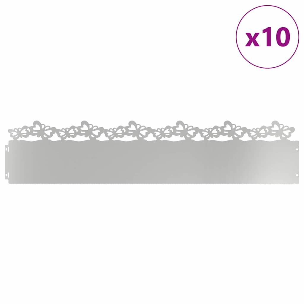 Nurmikonreunukset 10 Pcs 103 X 0,05 X 22 Cm Galvanoitu Teräs
