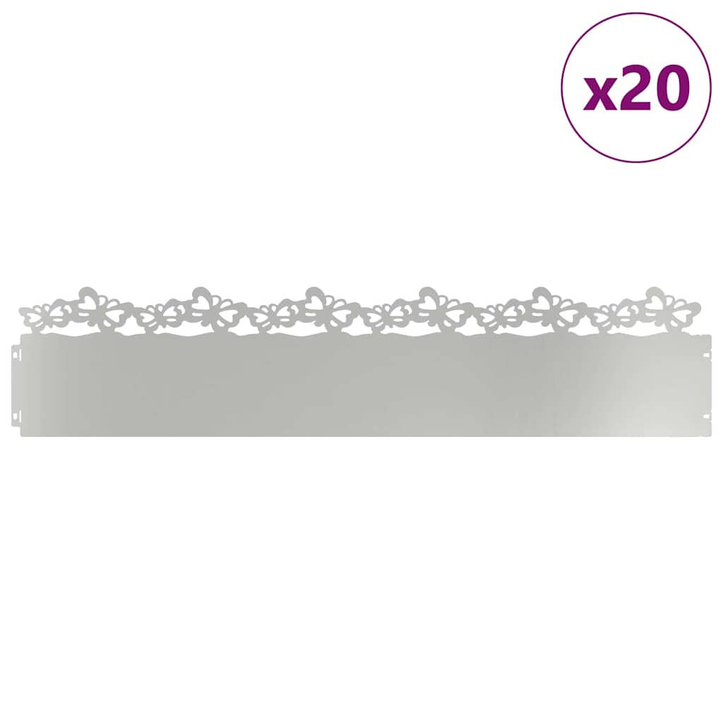 Nurmikonreunukset 20 Pcs 103 X 0,05 X 22 Cm Galvanoitu Teräs