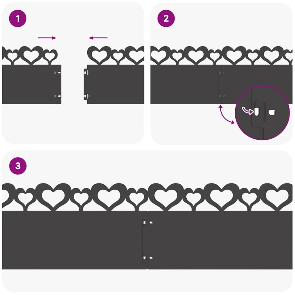 Nurmikonreunukset 20 Pcs 103 X 0,05 X 22 Cm Teräs Musta