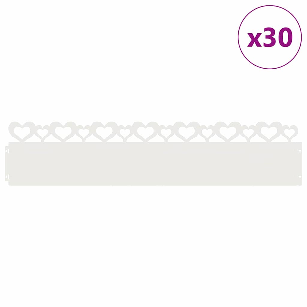 Nurmikonreunukset 30 Pcs 103 X 0,05 X 22 Cm Teräs Valkoinen