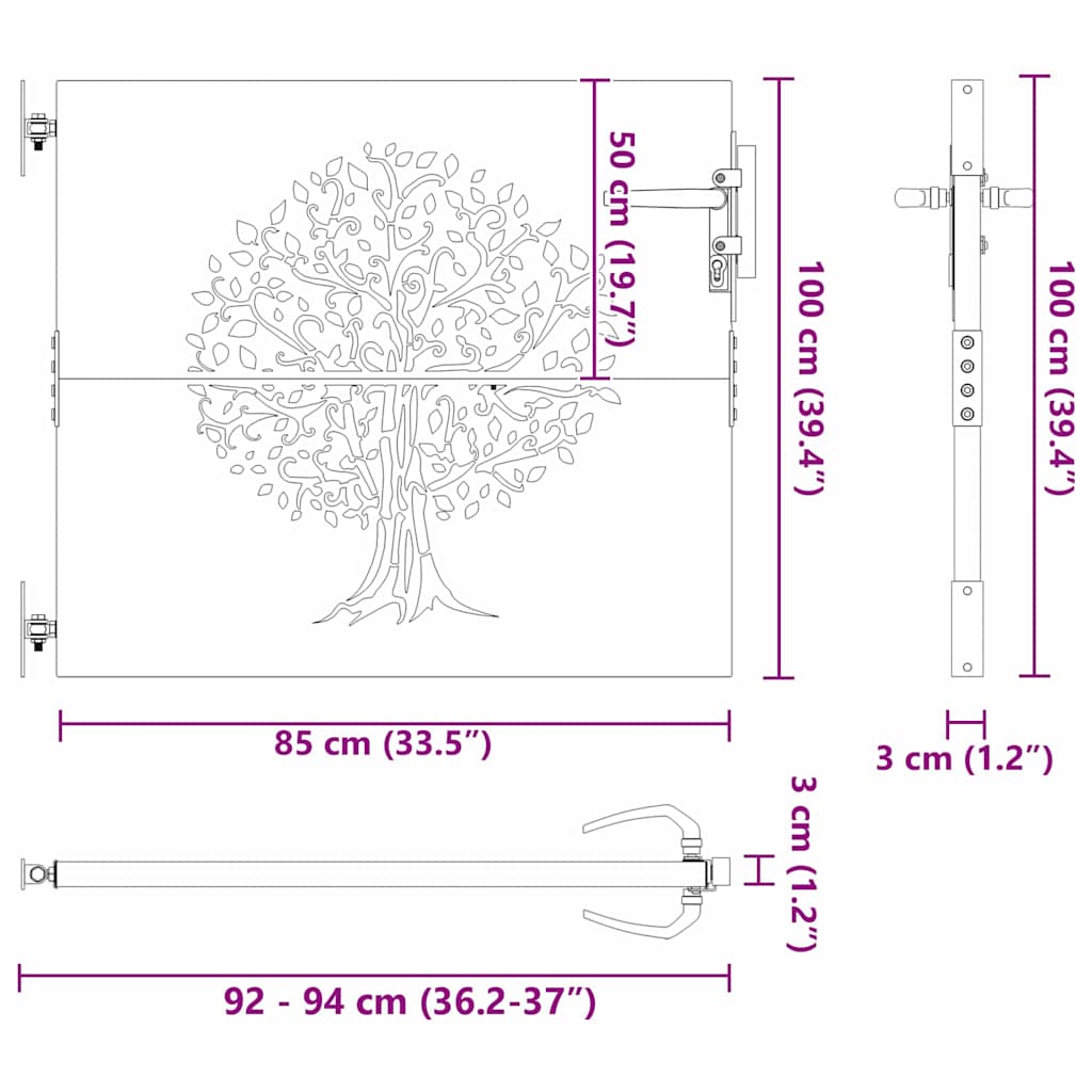 Puutarhaportti Lukkoon Musta 85 X 100 Cm Jauhemaalattu Teräs