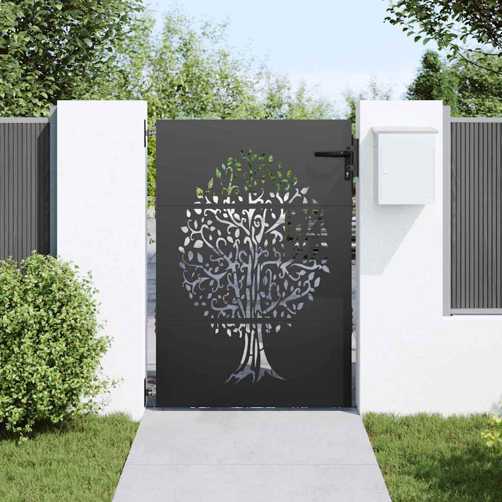 Puutarhaportti Lukkoon Musta 85 X 125 Cm Jauhemaalattu Teräs