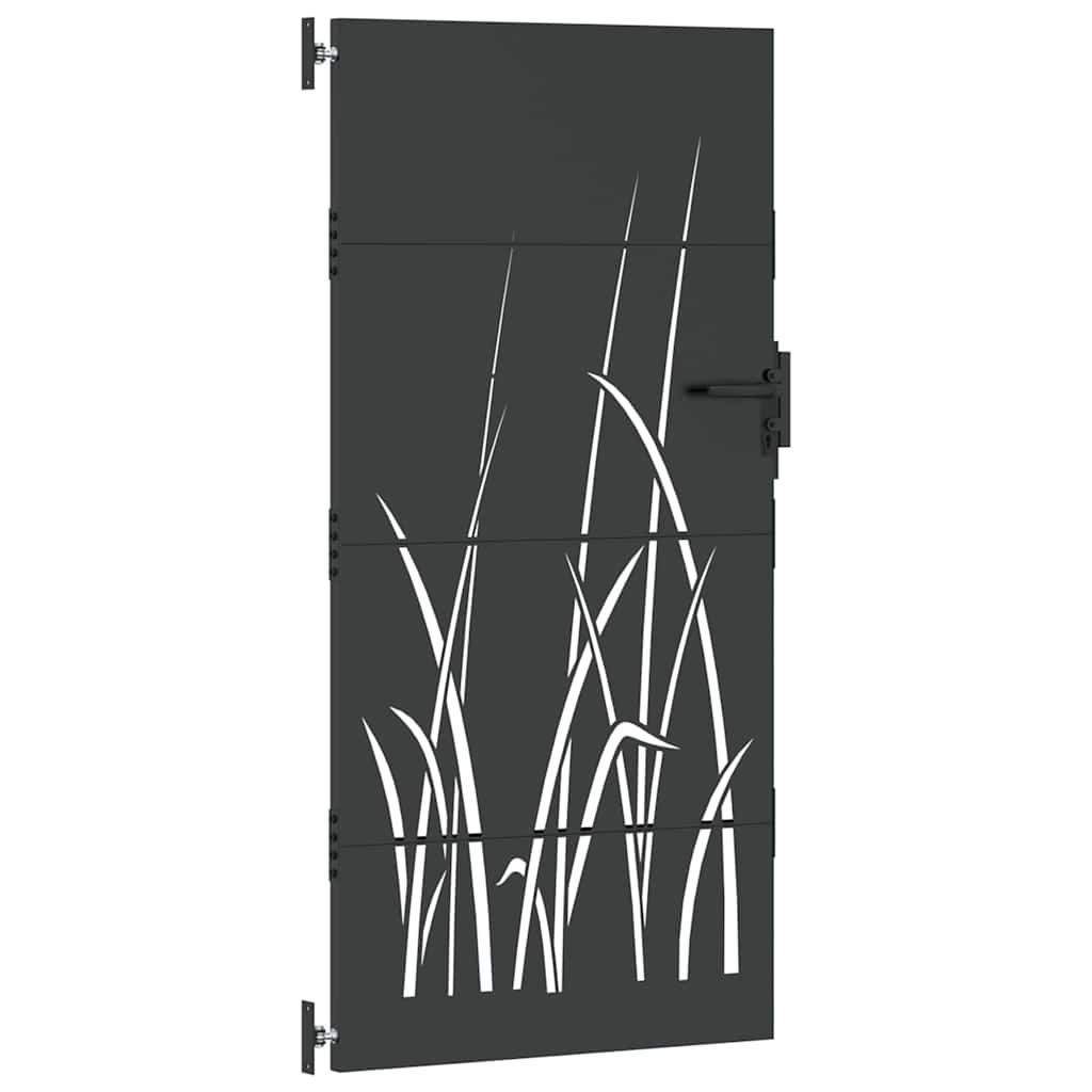 Puutarhaportti Lukkoon Musta 85 X 200 Cm Jauhemaalattu Teräs