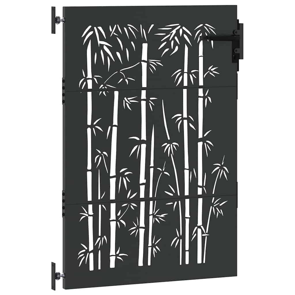 Puutarhaportti Lukkoon Musta 85 X 150 Cm Jauhemaalattu Teräs