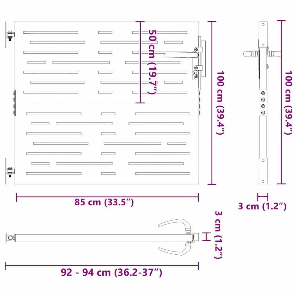 Puutarhaportti Lukkoon Musta 85 X 100 Cm Jauhemaalattu Teräs