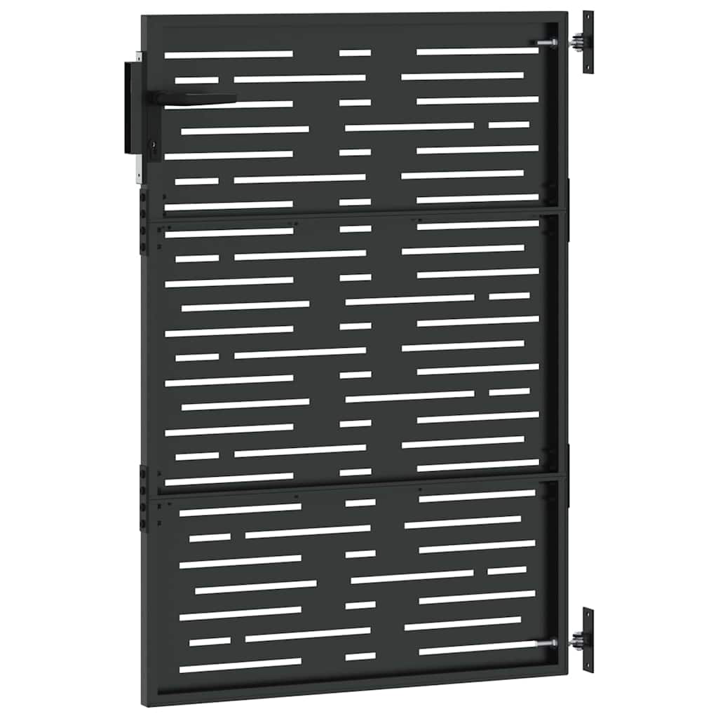 Puutarhaportti Lukkoon Musta 85 X 125 Cm Jauhemaalattu Teräs