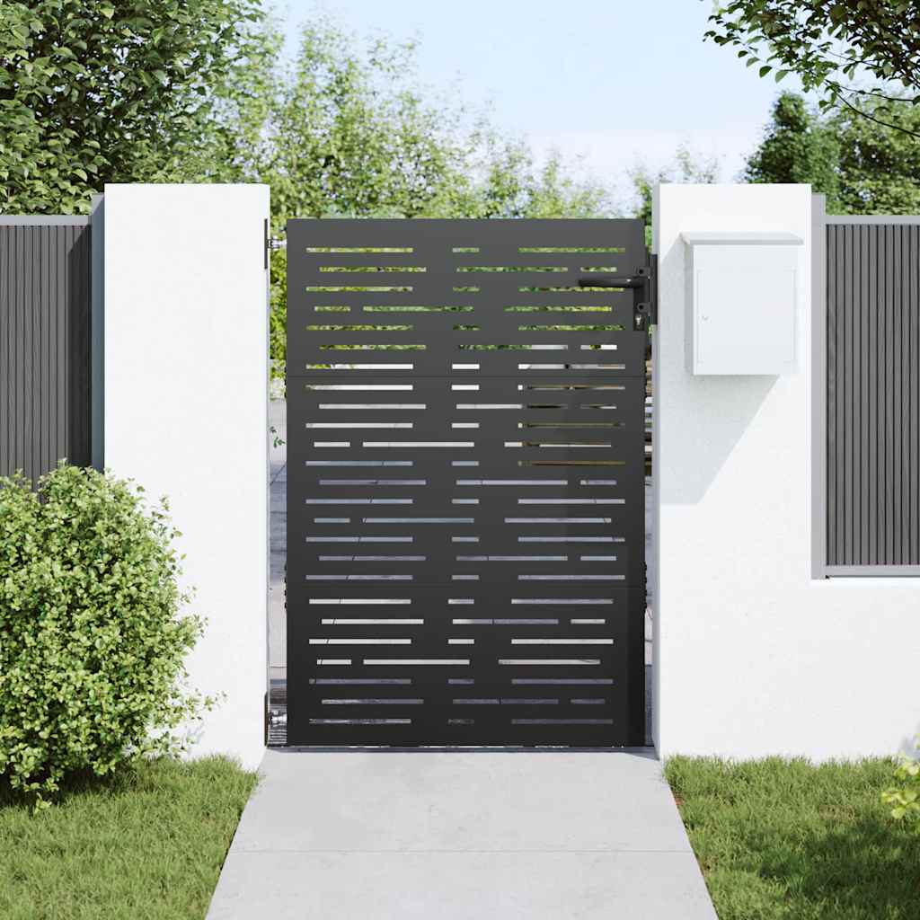 Puutarhaportti Lukkoon Musta 85 X 150 Cm Jauhemaalattu Teräs