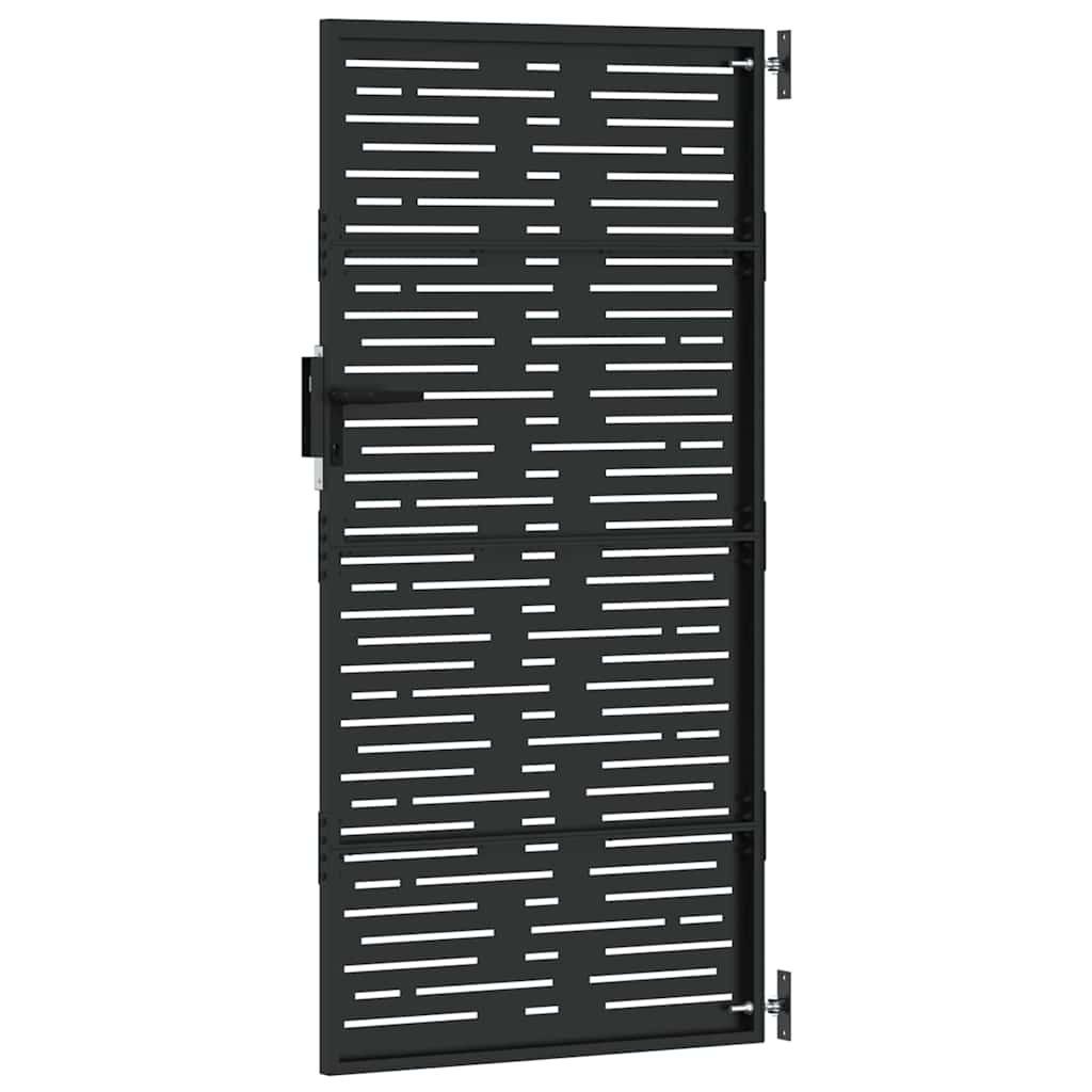 Puutarhaportti Lukkoon Musta 85 X 175 Cm Jauhemaalattu Teräs
