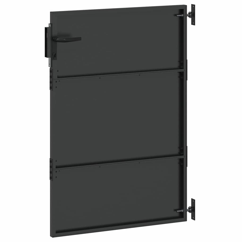 Puutarhaportti Lukkoon Musta 85 X 150 Cm Jauhemaalattu Teräs
