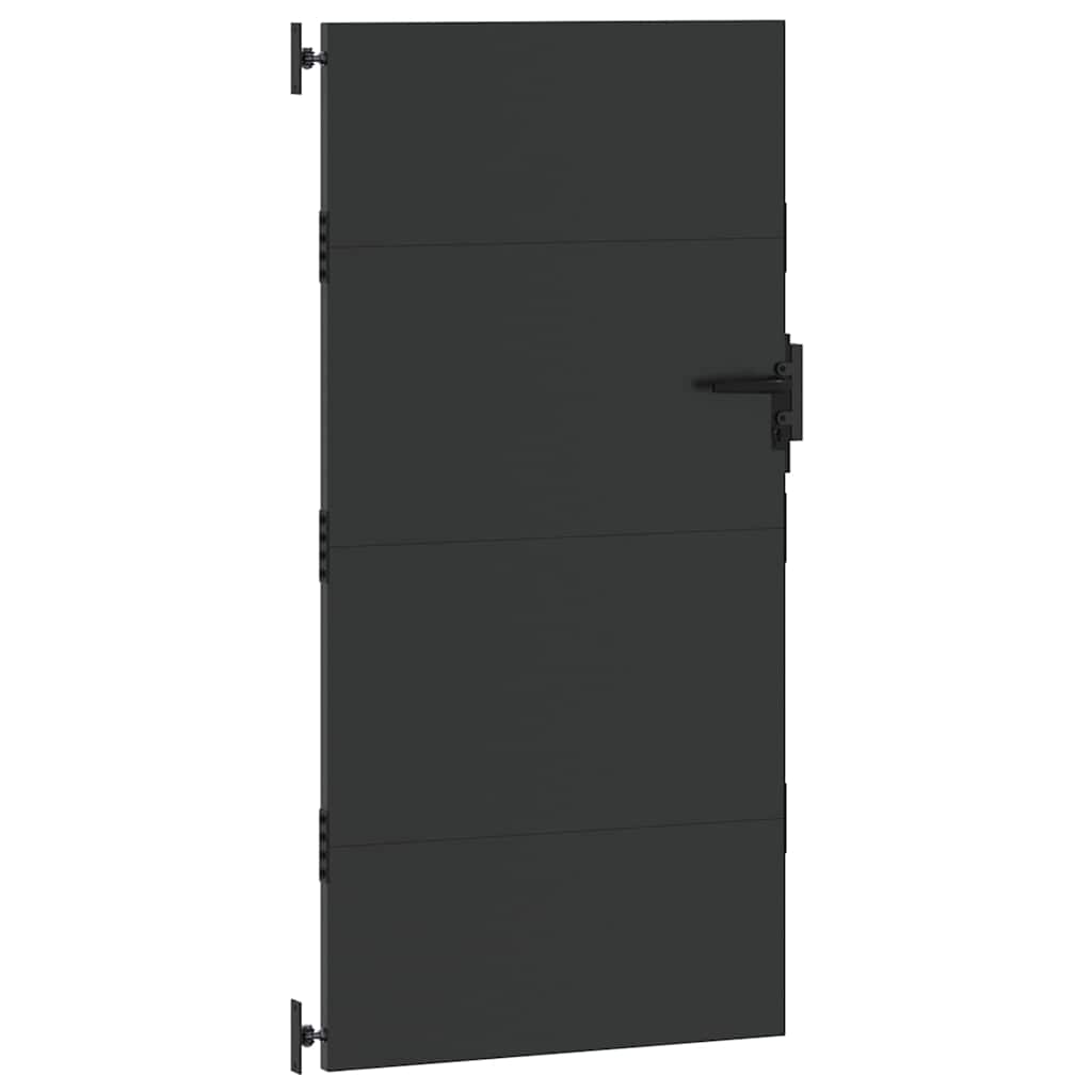 Puutarhaportti Lukkoon Musta 85 X 175 Cm Jauhemaalattu Teräs